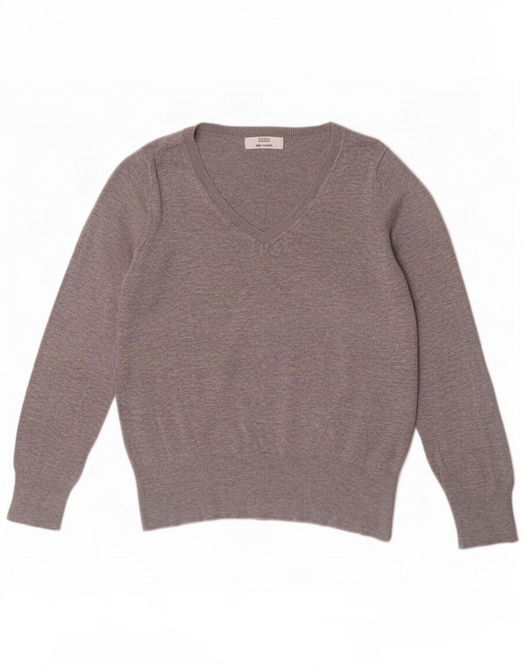 Marks & Spencer Damen-Pullover mit V-Ausschnitt, UK 14, mittelgraue Viskose