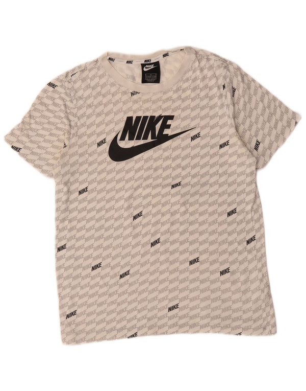 Nike Jungen-T-Shirt mit Grafik, 13–14 Jahre, XL, weiße, geometrische Baumwolle