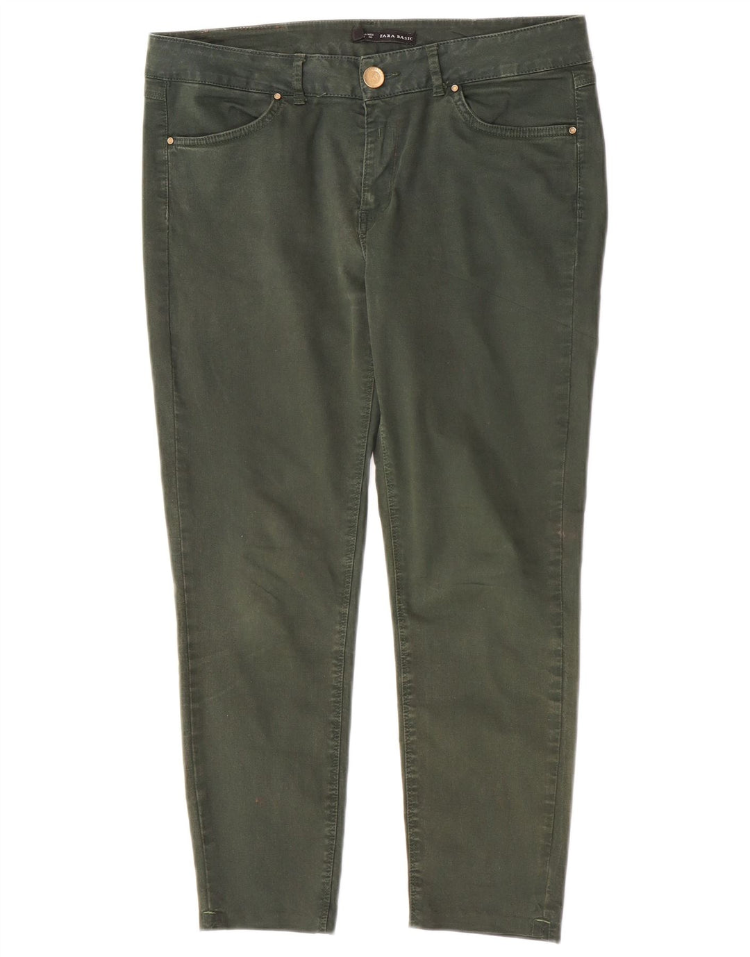 Zara Damen Crop Slim Jeans EU 40 Medium W30 L24 Grün