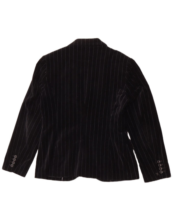 Esprit Damen-Blazer aus Samt mit 2 Knöpfen, Gr. 14, Größe L, Schwarz, Nadelstreifen
