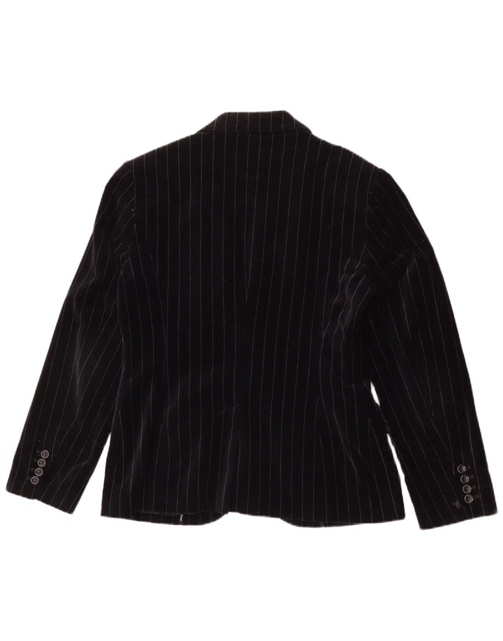 Esprit Damen-Blazer aus Samt mit 2 Knöpfen, Gr. 14, Größe L, Schwarz, Nadelstreifen