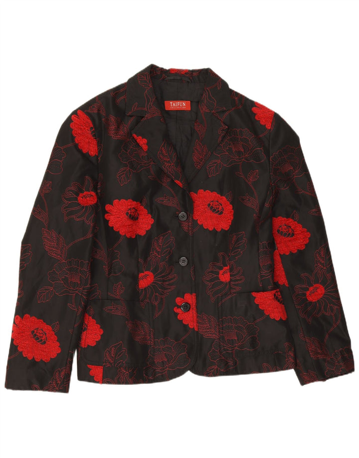 Taifun Damen 3-Knopf-Blazerjacke UK 14 Large Black Floral