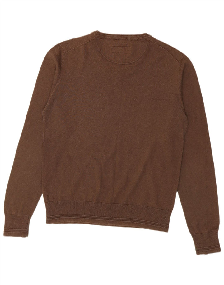 Gas Herren-Pullover mit V-Ausschnitt aus mittelbrauner Baumwolle