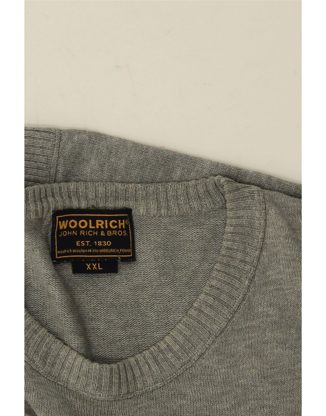 WOOLRICH Herren-Pullover mit Rundhalsausschnitt, 2XL, Grau