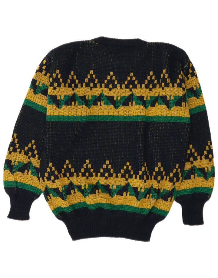 Rodes Herren-Pullover mit Rundhalsausschnitt, mittleres Marineblau, geometrisches Acryl