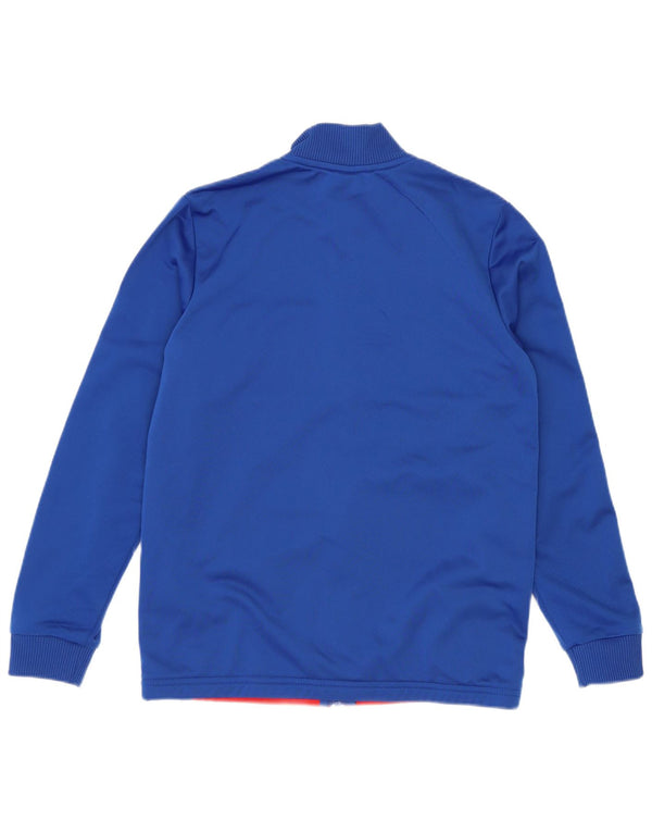 Adidas Jungen-Trainingsanzug-Top-Jacke, 11–12 Jahre, blaues Colourblock-Polyester