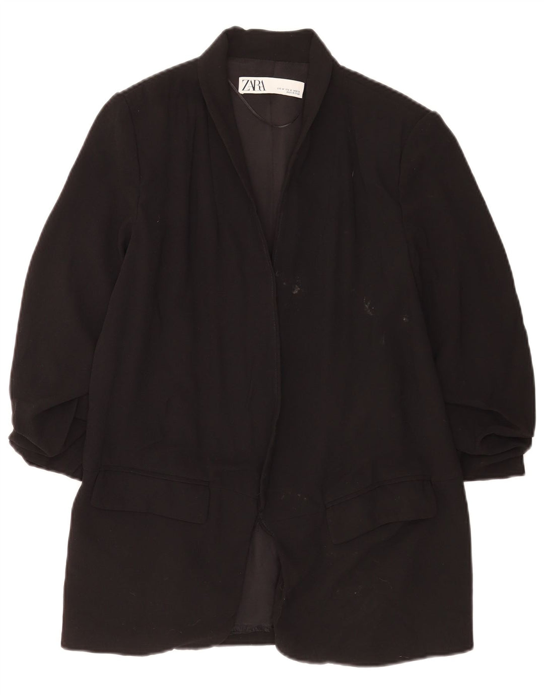 Zara Damen-Blazer mit 3/4-Ärmeln, offen, UK 14, Mittelschwarz, Polyester