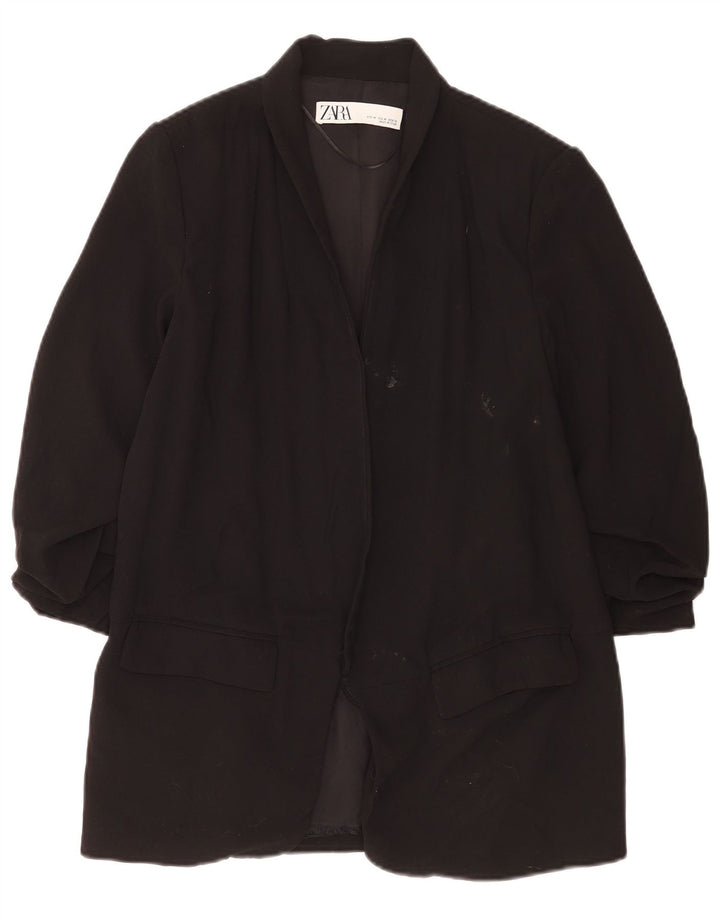 Zara Damen-Blazer mit 3/4-Ärmeln, offen, UK 14, Mittelschwarz, Polyester