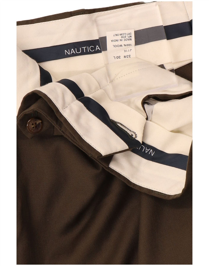 NAUTICA Herren-Anzughose mit Pegged-Anzug, W33, L30, graue Wolle