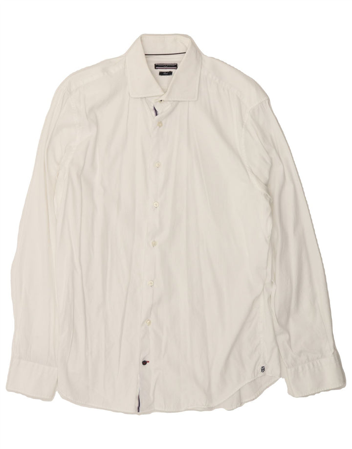 TOMMY HILFIGER Mens Fitted Shirt Size 16 41 Large White Vintage Tommy Hilfiger and Second-Hand Tommy Hilfiger from Messina Hembry 