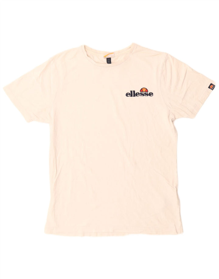 Ellesse Herren-T-Shirt mit Grafik, Größe L, aus weißer Baumwolle