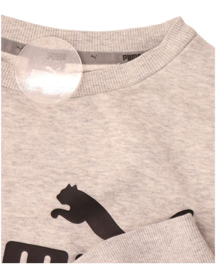 PUMA Damen Graphic Sweatshirt Pullover UK 14 Mittelgrau gefleckte Baumwolle