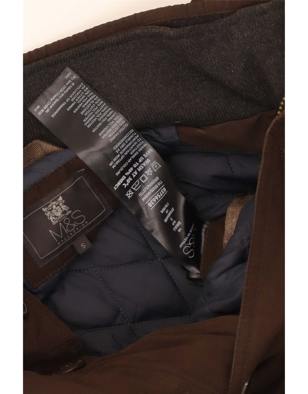 Gepolsterter Herrenmantel von Marks & Spencer, UK 36, Größe S, braune Baumwolle