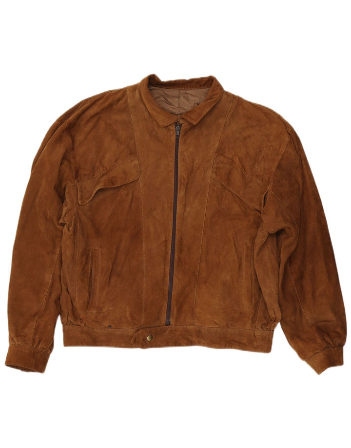 Vintage Herren Wildlederjacke IT 48 Mittelbraun