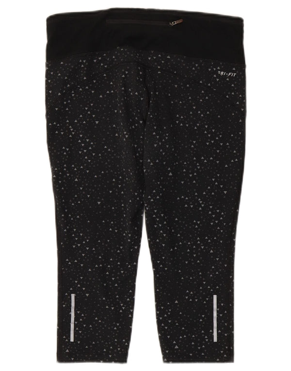 Nike Womens Dri Fit Capri-Leggings UK 10 Kleines schwarzes geometrisches Polyester