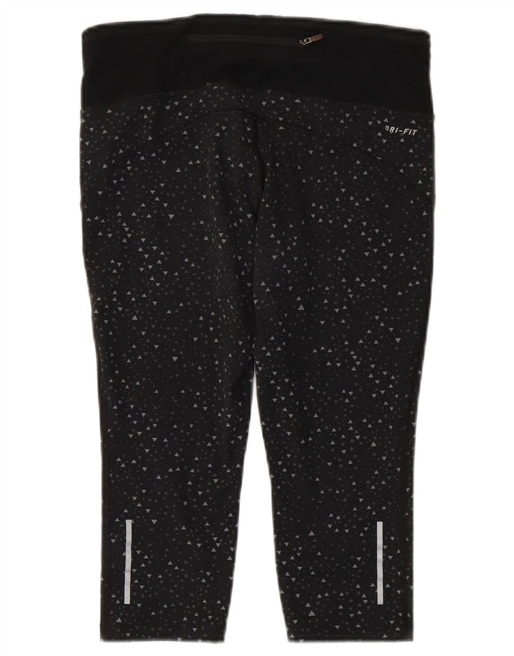 Nike Womens Dri Fit Capri-Leggings UK 10 Kleines schwarzes geometrisches Polyester