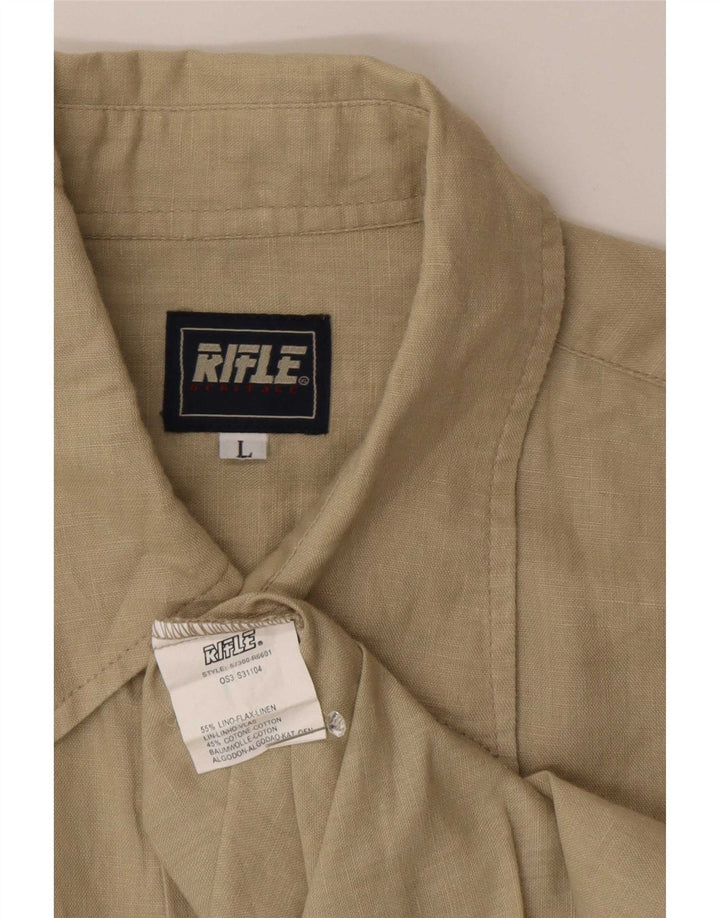 Rifle Herrenhemd, groß, beige, Leinen