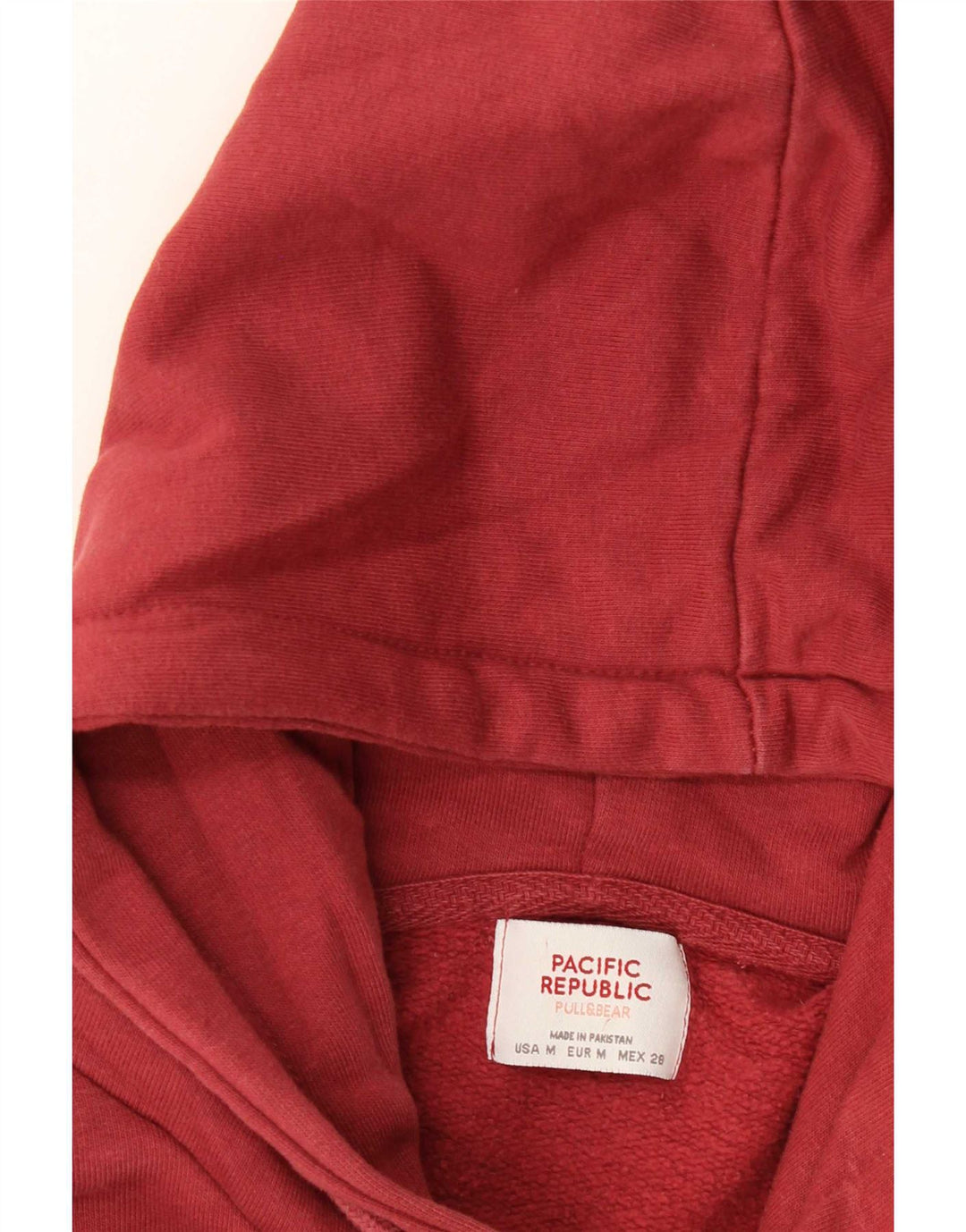 Pull & Bear Damen-Kapuzenpullover mit übergroßem, bauchfreiem Grafikdesign, Gr. 14, Mittelrot