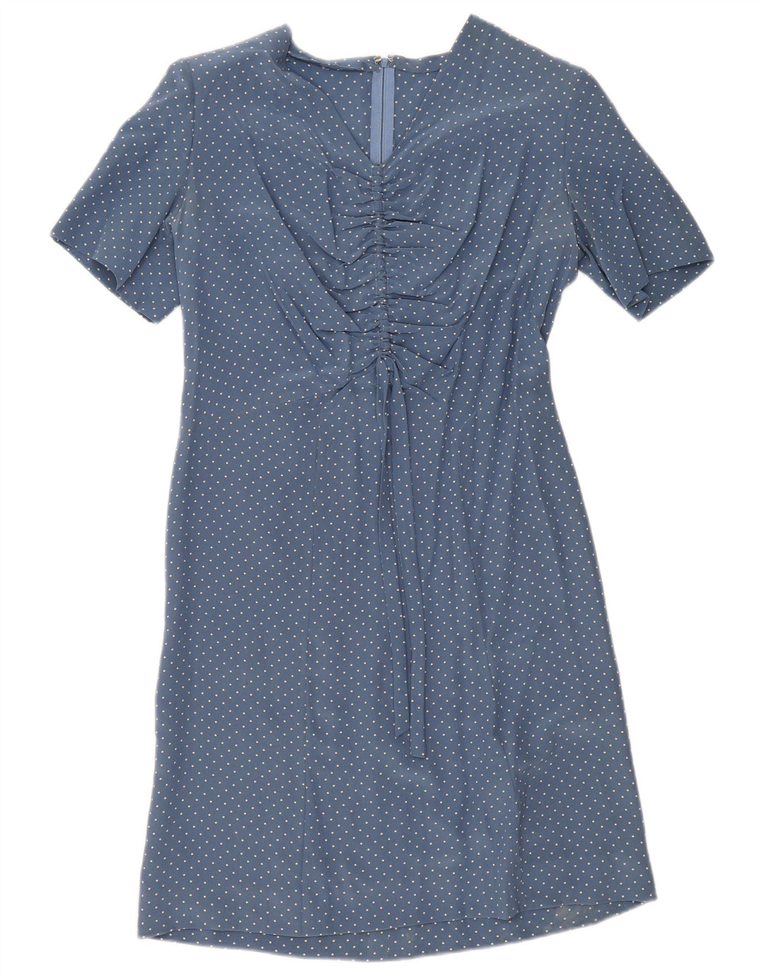 Vintage Damen A-Linie Kleid UK 12 Mittelblau gefleckt