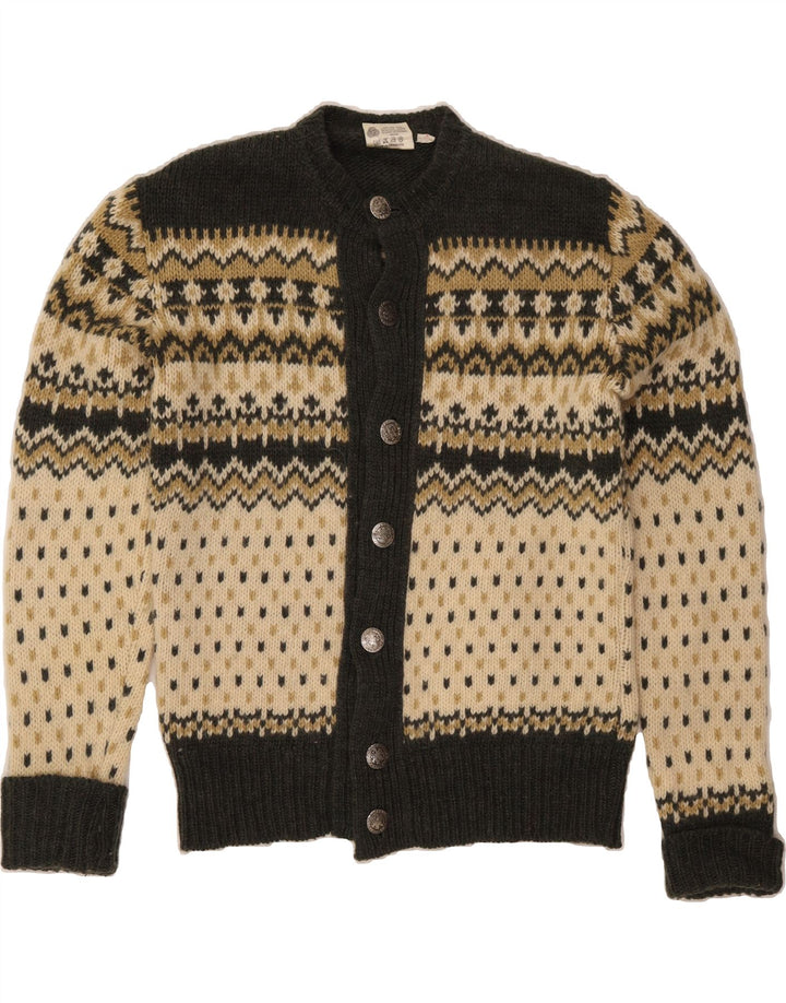 C&A Herren-Strickjacke IT 52/54 Large Khaki Fair Isle Wool