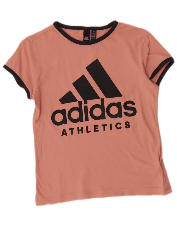 Adidas Damen Grafik T-Shirt Top UK 8/10 Small Rosa Baumwolle