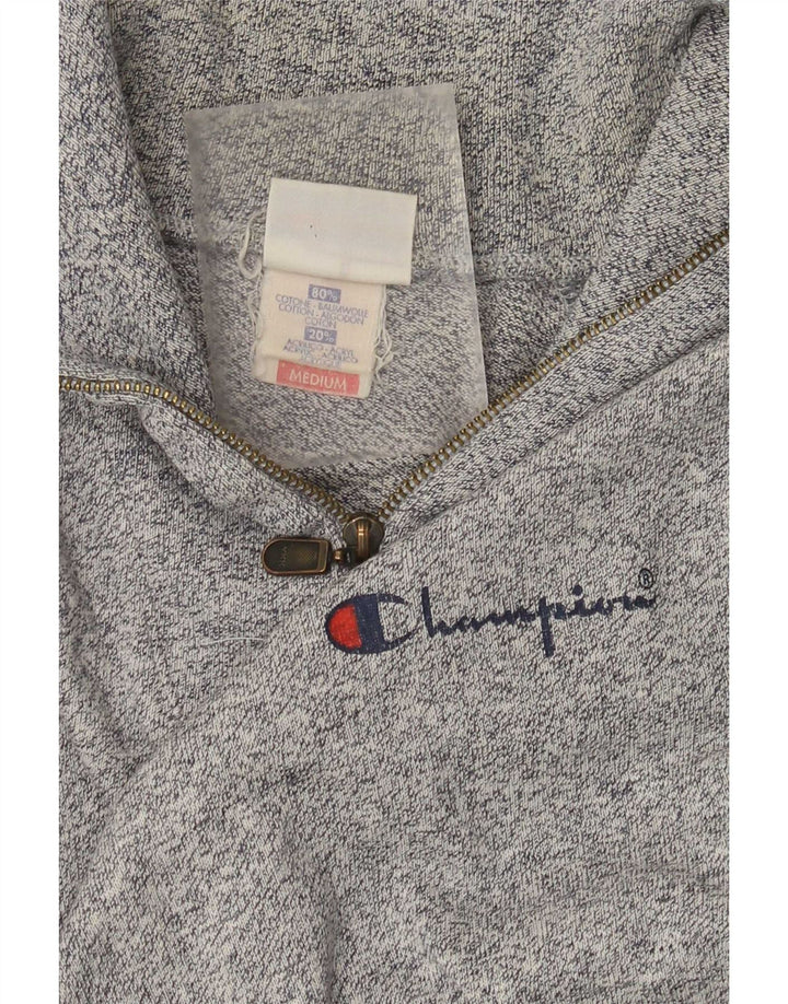 Champion Herren-Sweatshirt mit Reißverschluss am Hals, mittelgrau gesprenkelte Baumwolle
