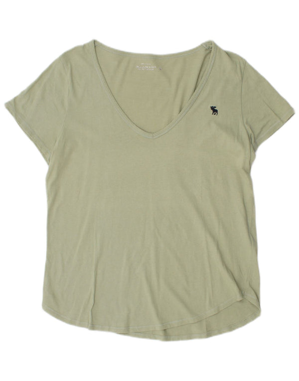 Abercrombie & Fitch Damen T-Shirt Top UK 14 Large Khaki Baumwolle