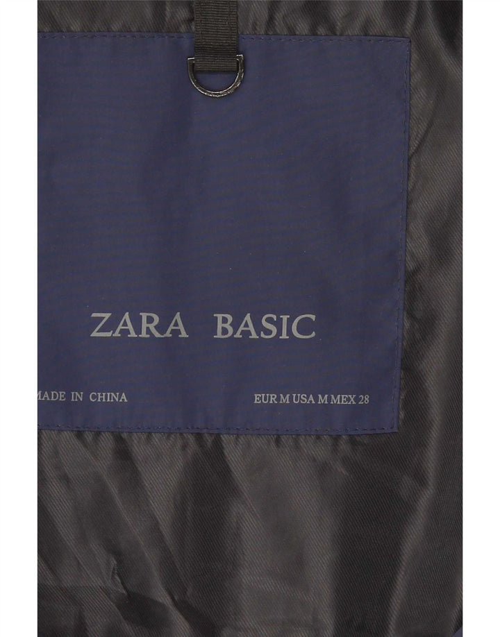Zara Damen Wattierte Weste UK 12 Medium Marineblau Polyester