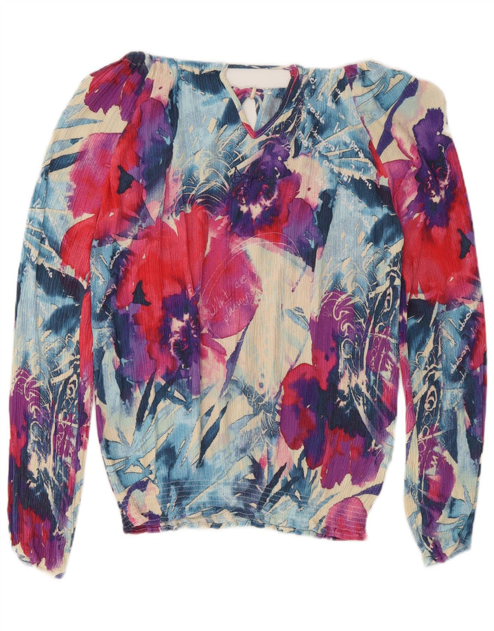 Desigual Womens Graphic Off Shoulder Top UK 10 Kleines mehrfarbiges Blumenmuster