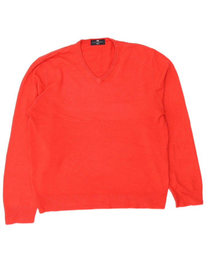 Marks & Spencer Herren Blue Harbor V-Ausschnitt Pullover Pullover Large Rot Acryl