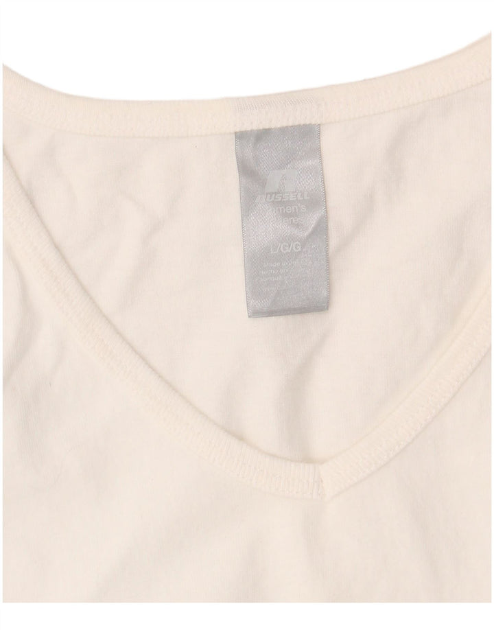 RUSSELL ATHLETIC Damen-Trägershirt UK 16 Large Weiße Baumwolle
