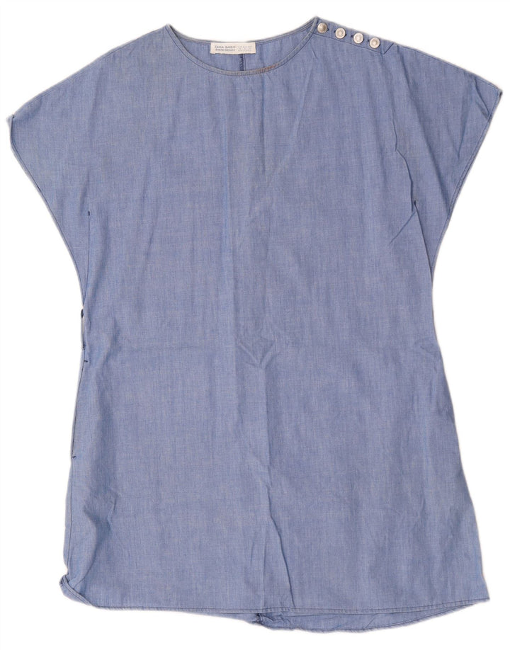 Zara Damen Zeltkleid UK 14 Mittelblaue Baumwolle