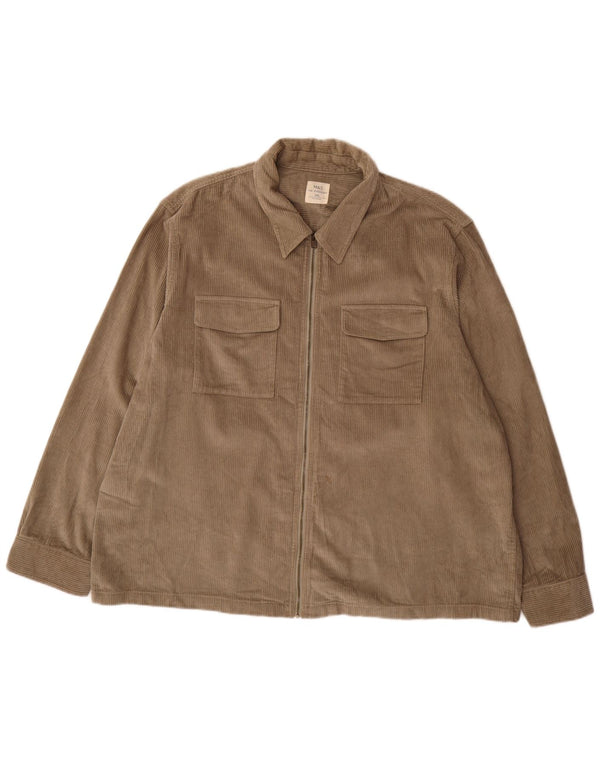 Marks & Spencer Herren Overshirt Cordhemd 3XL Grau Baumwolle