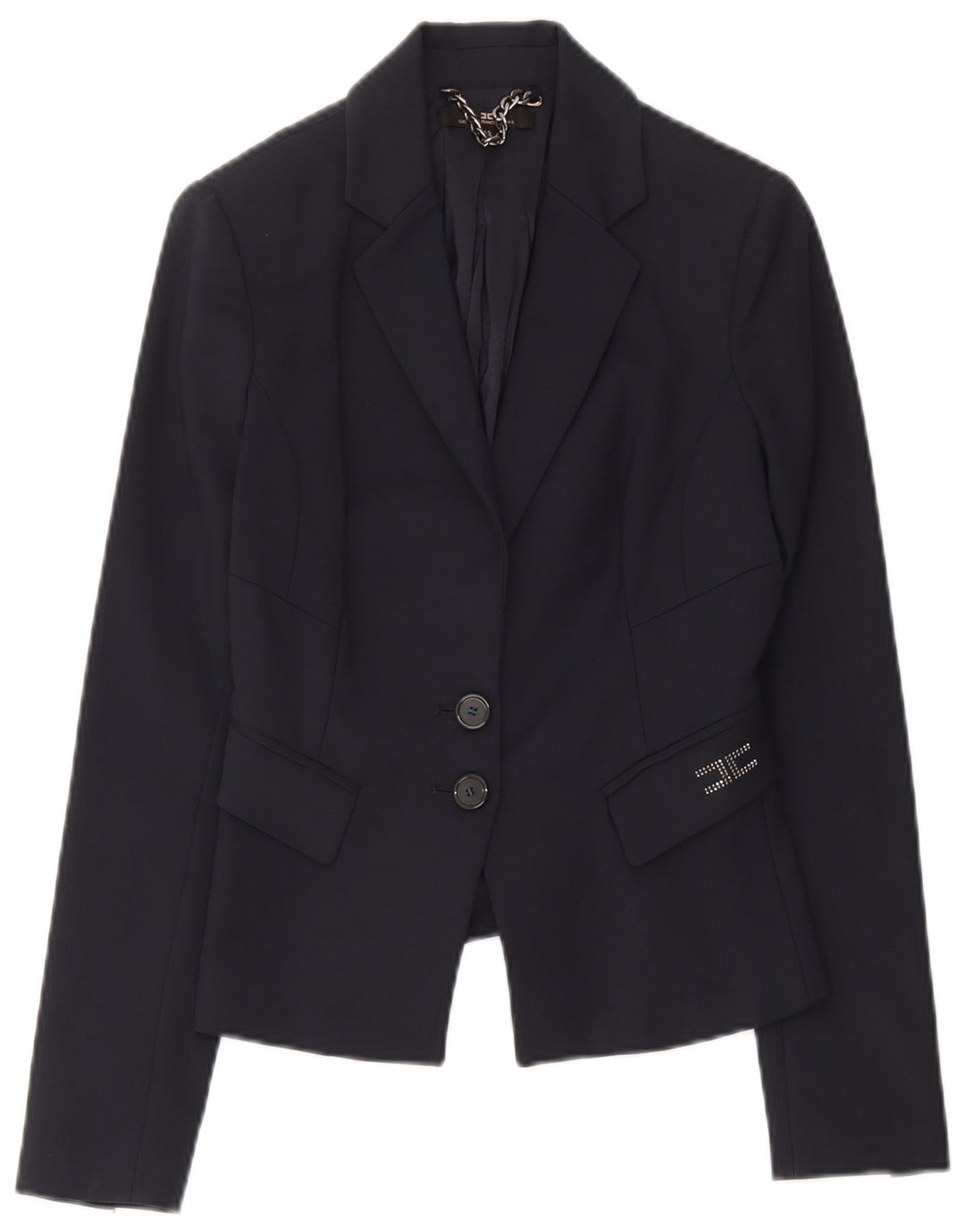 Elisabetta Franchi Damen 2-Knopf-Blazerjacke IT 42 Mittelmarineblau