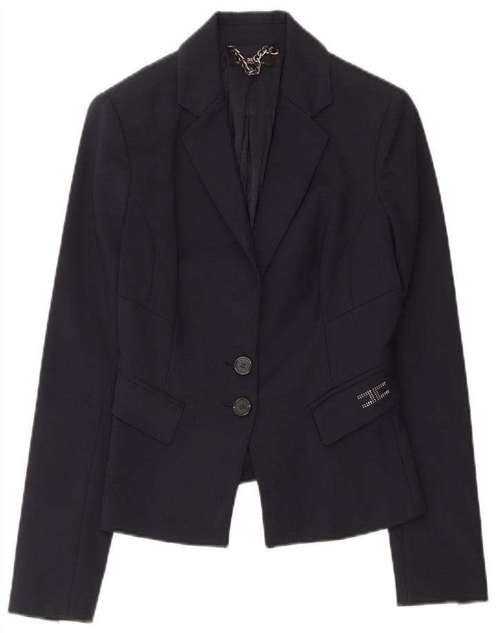 Elisabetta Franchi Damen 2-Knopf-Blazerjacke IT 42 Mittelmarineblau