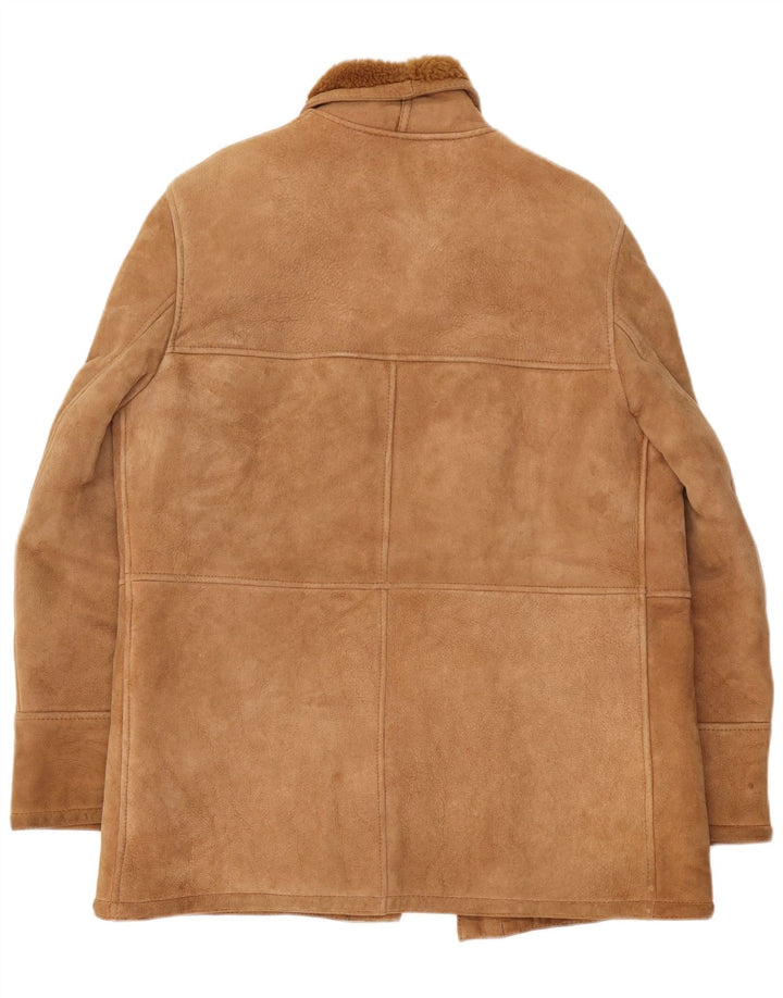 Vintage Herren Shearling Jacke IT 50 Large Beige