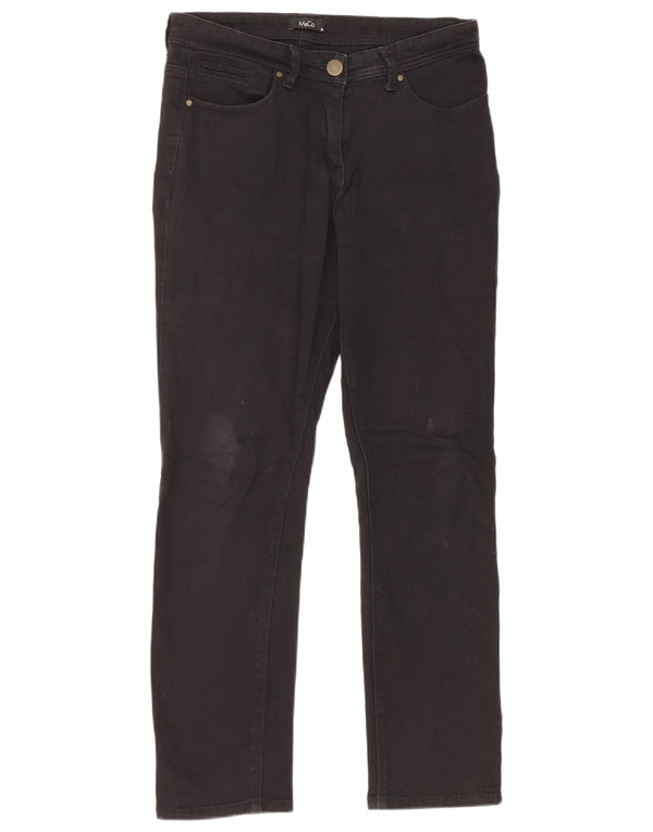 M&Co Damen Straight Jeans UK 10 Small W30 L28 Schwarze Baumwolle