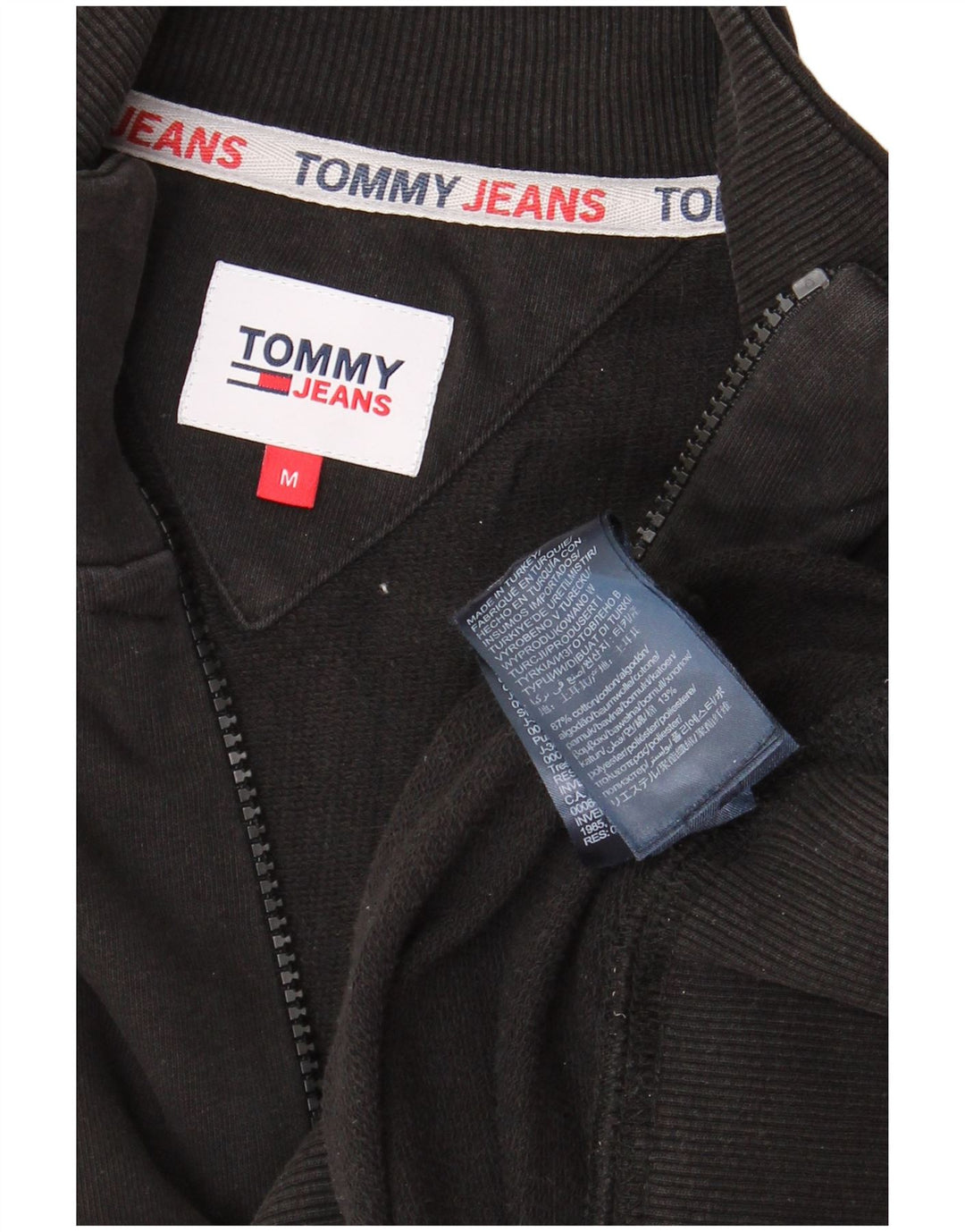 TOMMY HILFIGER Herren-Sweatshirt mit Reißverschluss am Hals, mittlere schwarze Baumwolle