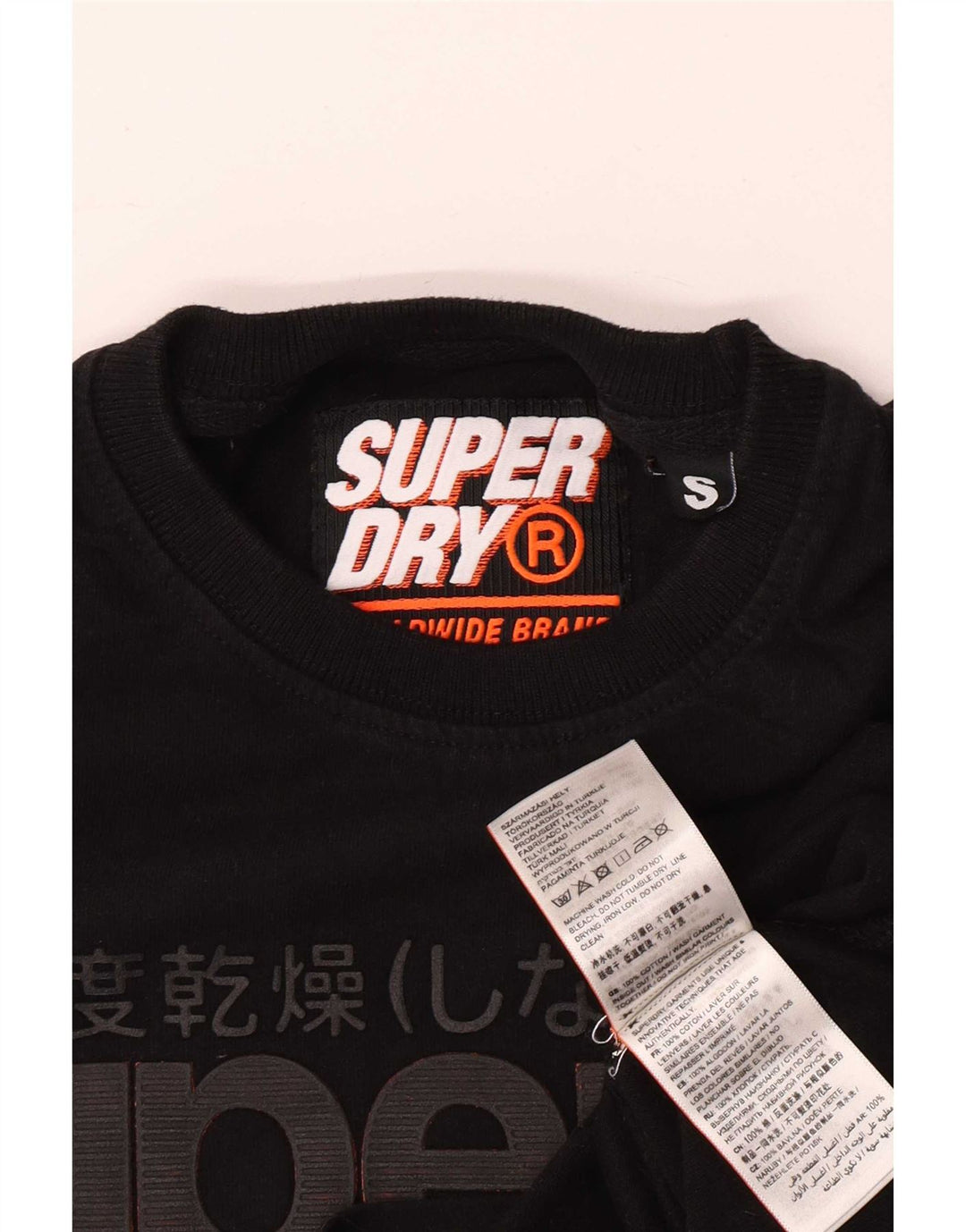 Superdry Herren-T-Shirt mit Grafik, Größe S, schwarze Baumwolle