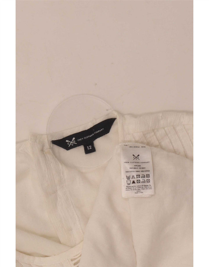 Crew Clothing Ärmelloses Damen-Blusenoberteil UK 12 Mittelweiße Baumwolle