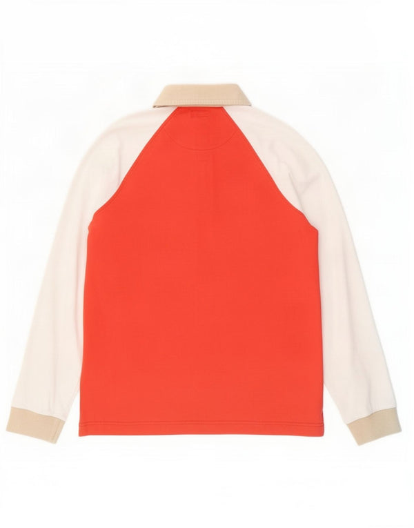 Henry s Mens Long Sleeve Rugby Polo Shirt Large Red Colourblock