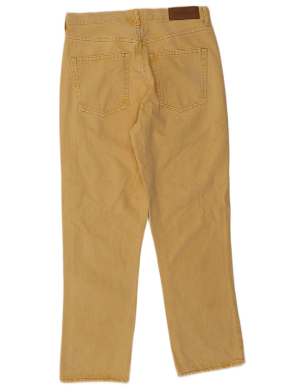 Topshop Damen Straight Jeans UK 10 Small W28 L26 Gelbe Baumwolle