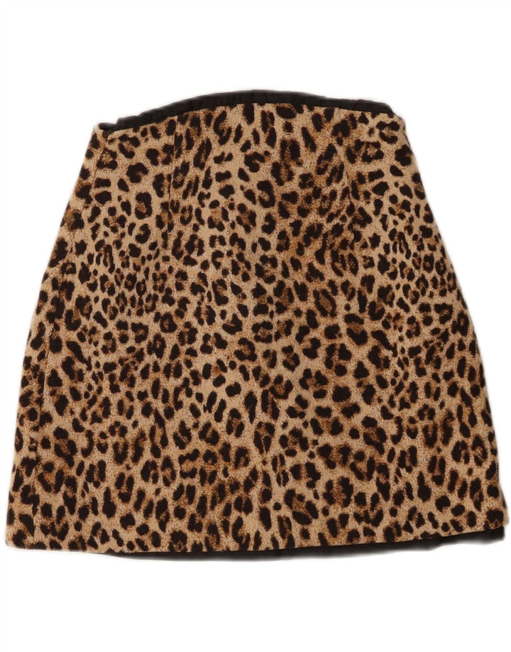 Zara Damen Minirock Small W26 Brauner Tierdruck