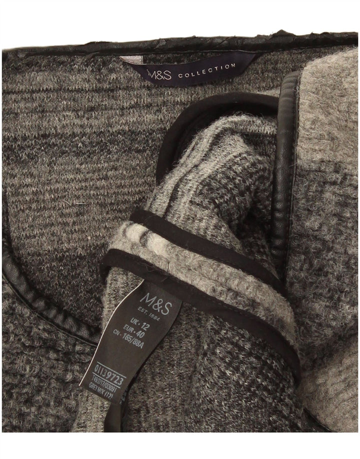 Marks & Spencer Damen Longline-Cardigan-Pullover UK 12 Mittelgrau kariert