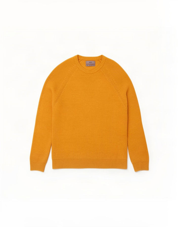 Marks & Spencer Herren-Pullover mit Rundhalsausschnitt, mittelgelbe Lammwolle