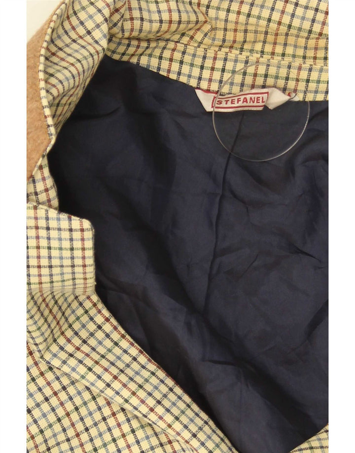 Stefanel Herren-Blazer mit 3 Knöpfen, UK 38, mittelbeigekariert