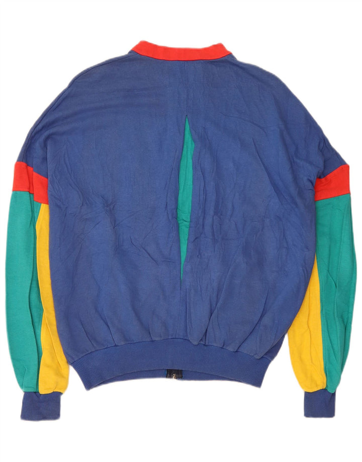 Vintage Herren-Trainingsanzug-Top-Jacke, groß, blau, Farbblock