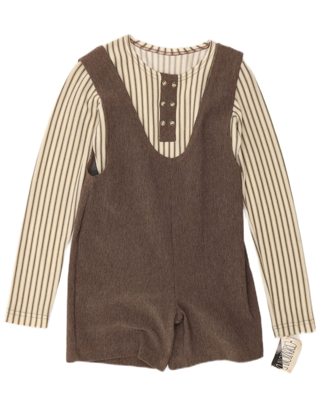 Vintage Damen 2-teiliges Set UK 12 Mittelbraun gestreift
