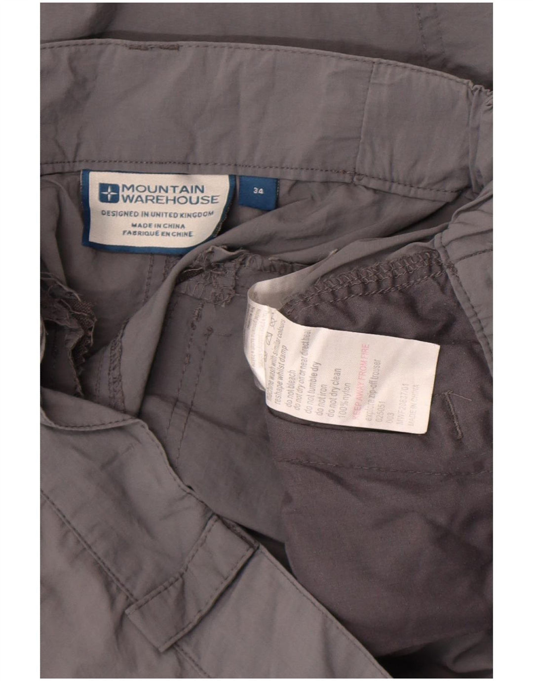 Mountain Warehouse Gerade Herren-Cargohose, W34, L31, graues Nylon