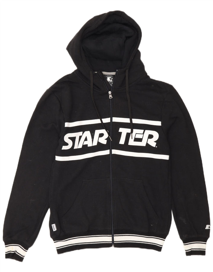 Starter Herren-Kapuzenpullover mit grafischem Reißverschluss, Größe S, schwarze Baumwolle